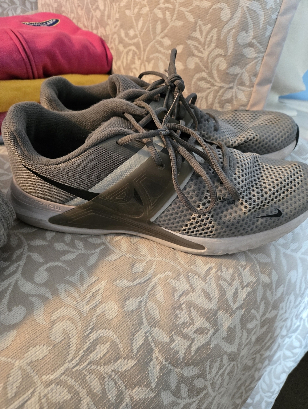 Nike Gray Mesh Sneakers with Black Swoosh